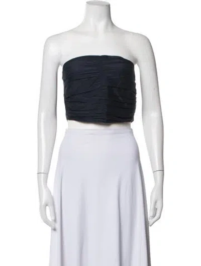 Pre-owned Bird & Knoll Strapless Crop Top In White