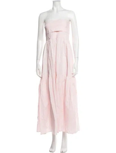 Pre-owned Bird & Knoll Strapless Long Dress In Pink
