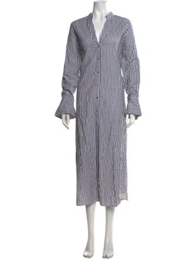 Pre-owned Bird & Knoll Striped Long Dress In Black/white