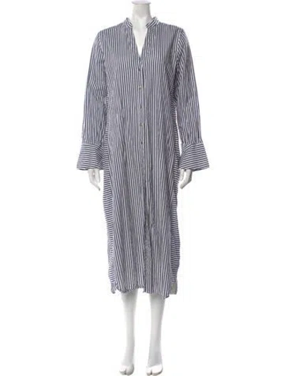 Pre-owned Bird & Knoll Striped Long Dress In Black/white
