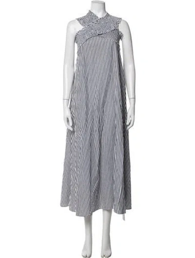 Pre-owned Bird & Knoll Striped Long Dress In Black/white
