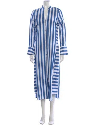 Pre-owned Bird & Knoll Striped Long Dress In Blue