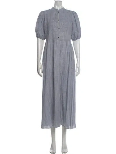 Pre-owned Bird & Knoll Striped Long Dress In Blue