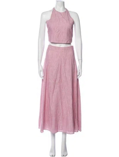 Pre-owned Bird & Knoll Striped Skirt Set In Pink