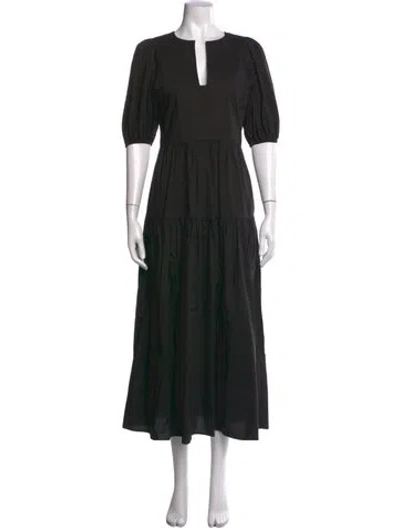 Pre-owned Bird & Knoll V-neck Long Dress In Black
