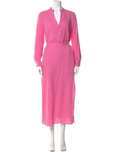 Pre-owned Bird & Knoll V-neck Long Dress In Pink