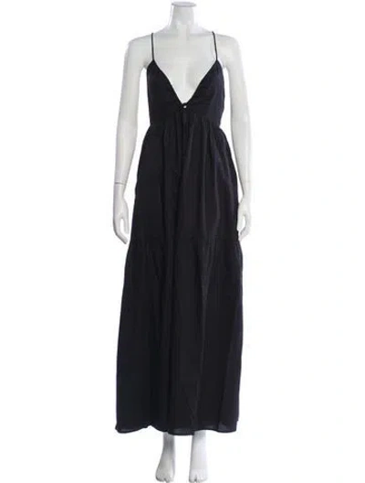 Pre-owned Bird & Knoll V-neck Long Dress W/ Tags In Black