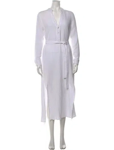 Pre-owned Bird & Knoll V-neck Long Dress In White