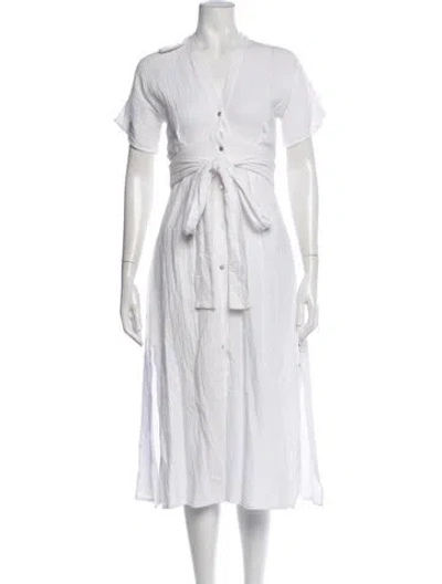 Pre-owned Bird & Knoll V-neck Long Dress In White