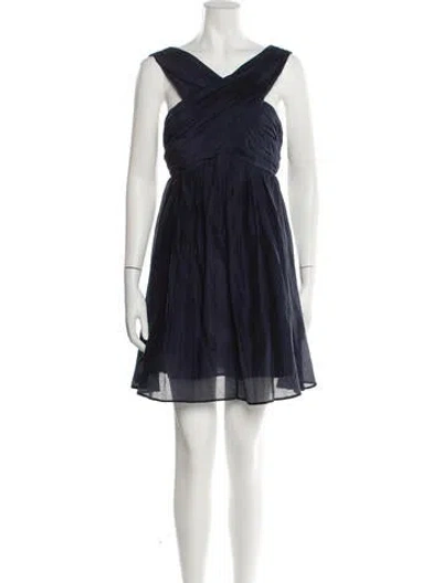 Pre-owned Bird & Knoll V-neck Mini Dress W/ Tags In Blue