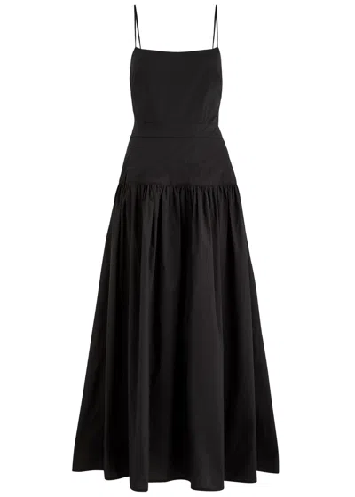 Bird & Knoll Posy Cotton Maxi Dress In Black
