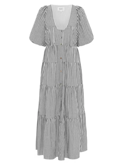 Bird & Knoll Women's Cecci Cotton Stripe Maxi Dress In Black Stripe