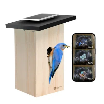 Birdfy Smart Bird Houses For Outside Solar Powered, 1080p Hd Live View Bird House With Camera, Perfect View In Ebony