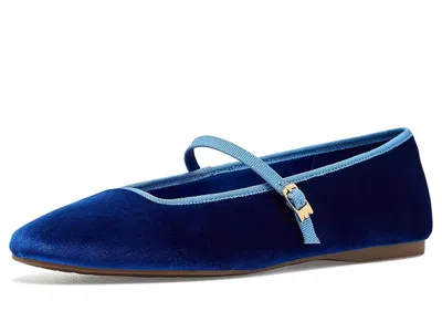 Birdies Hummingbird Mary Jane Velvet Women's Dress Flat Shoes Empire Blue Velvet: 9 M