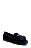 Birdies Starling Velvet Flat In Midnight Velvet Jewel