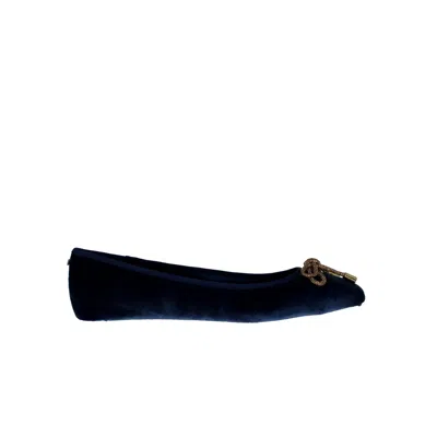 Birdies The Hummingbird Ballet Flat Ocean Velvet Bow Lf-22354 Women's In Blue