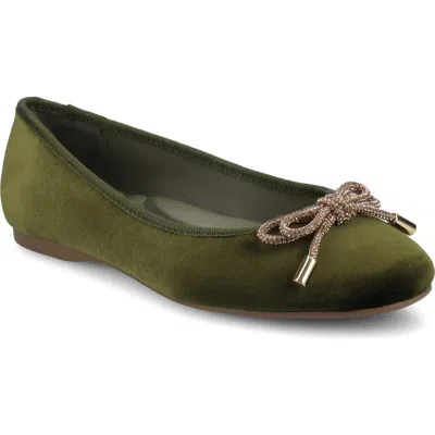 Birdies The Hummingbird Flats Velvet In Green