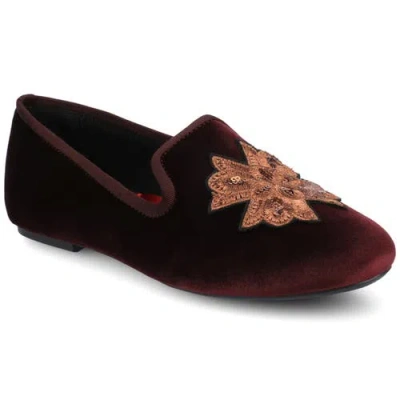 Birdies The Starling Loafer Velvet Embroidery In Burgundy