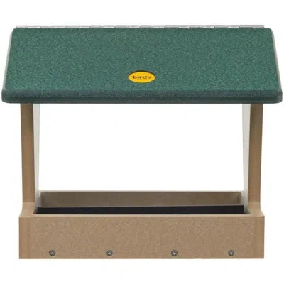 Birds Choice 10" Medium Recycled Plastic Hanging Or Mounted Hopper 2-sided Bird Feeder, Taupe/green