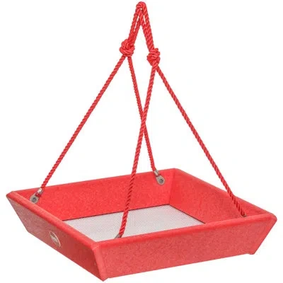 Birds Choice 11.25" Color Pop Collection Recycled Plastic Hanging Tray Bird Feeder, Yellow In Red