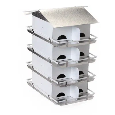 Birds Choice Large 4-level, 16-room Purple Martin Bird House With Starling-resistant Entrances, White/grey In Metal
