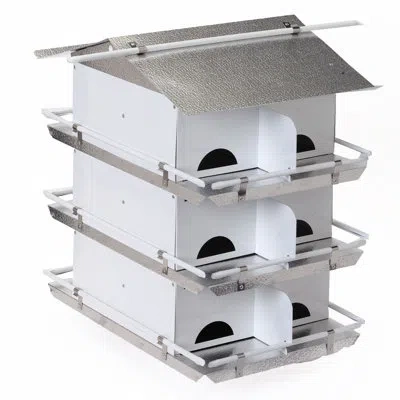 Birds Choice Medium 3-level, 12-room Purple Martin Bird House With Starling-resistant Entrances, White/grey