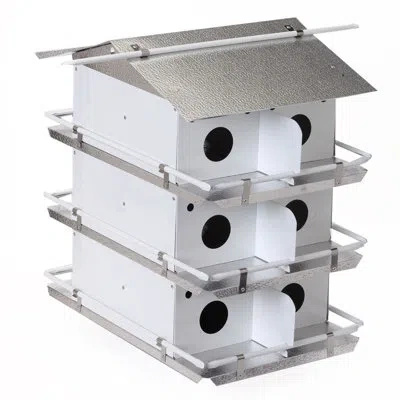 Birds Choice Medium Coates Original 3-level, 12-suite Purple Martin Bird House, White/grey