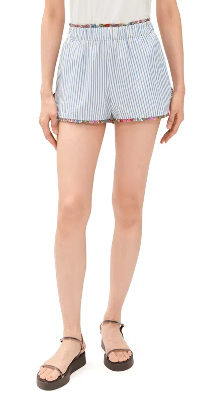 Birds Of Paradis Lucille Shorts Seaside Stripe In Blue