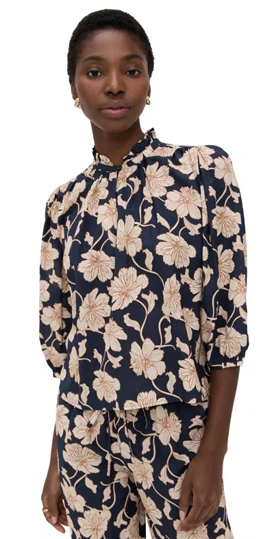 Birds Of Paradis Orly Blouse In Viola Nocturne Viola Nocturne In Blue