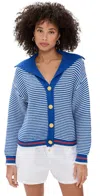 Birds Of Paradis Savannah Cardigan Blue Stripe In Blue Stripe