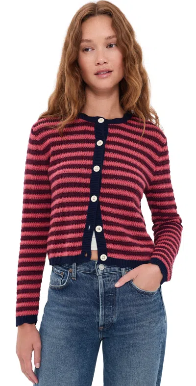 Birds Of Paradis Vento Striped Cardigan Pink Stripe