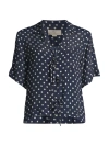 BIRDS OF PARADIS WOMEN'S INEZ TIE-FRONT POLKA DOT SILK-BLEND SHIRT