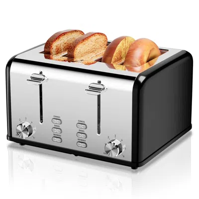 Biredo 4 Slice Toaster Stainless Steel Retro Toasters, Bagel, Defrost, Reheat, Cancel Function 6 Shade Sett