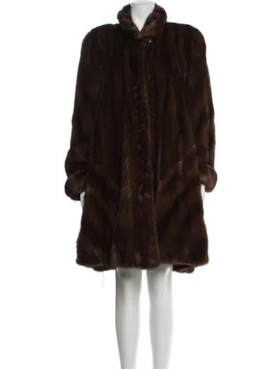 Pre-owned Birger Christensen Faux Fur Coat In Brown