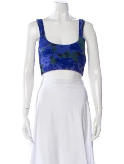 Pre-owned Birger Christensen Floral Print Scoop Neck Crop Top In Multi