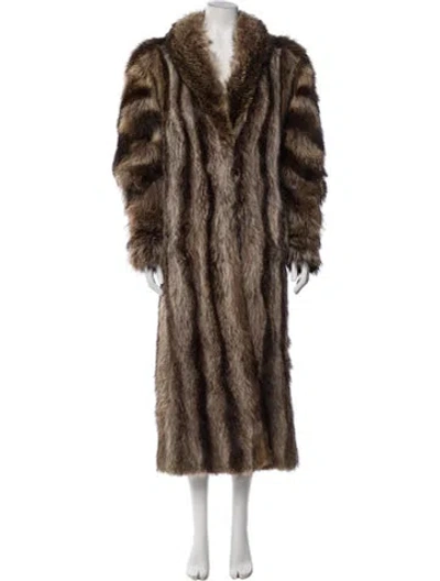Pre-owned Birger Christensen Fur Faux Fur Coat In Brown