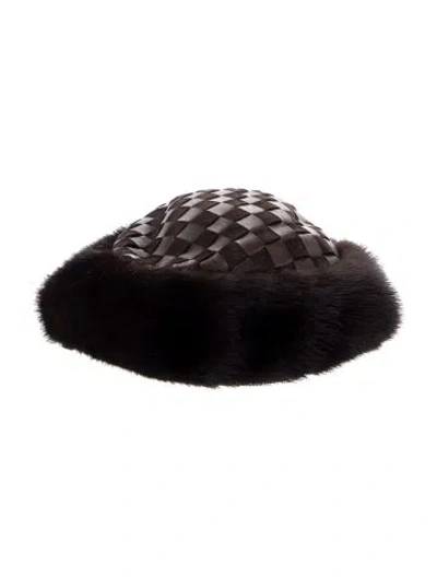Pre-owned Birger Christensen Fur Trimmed Winter Hat In Brown