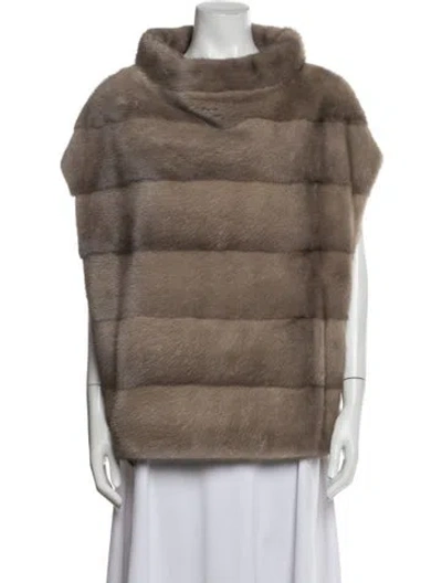 Pre-owned Birger Christensen Mink Faux Fur Jacket In Brown
