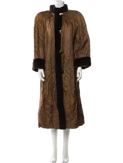 Pre-owned Birger Christensen Printed Faux Fur Coat In Brown