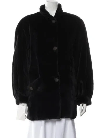 Pre-owned Birger Christensen Shearling Fur Coat In Black