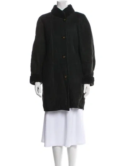 Pre-owned Birger Christensen Wool Faux Fur Coat In Black