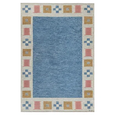 Pre-owned Birgitta Soderkvist Vintage Scandinavian Tan Flatweave Rug By Birgitta Söderkvist Signed Bs In Brown