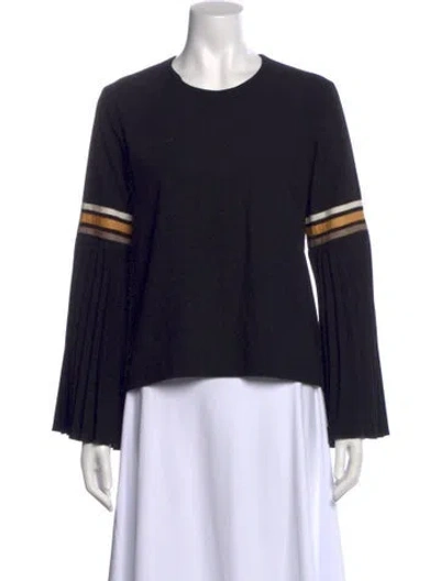 Pre-owned Birgitte Herskind Crew Neck Long Sleeve Top In Black