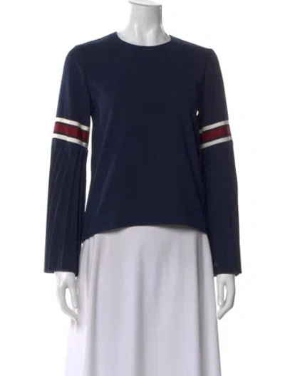 Pre-owned Birgitte Herskind Crew Neck Long Sleeve Top In Blue