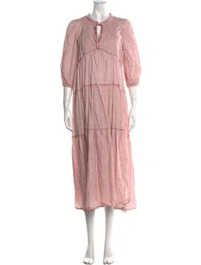 Pre-owned Birgitte Herskind Floral Print Long Dress In Pink