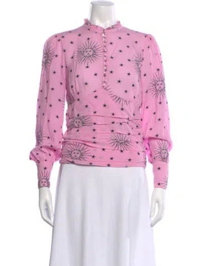 Pre-owned Birgitte Herskind Graphic Print Long Sleeve Blouse In Pink
