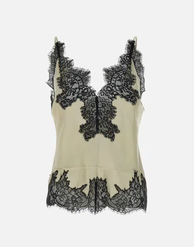 Birgitte Herskind Ivory Black Lace Insert Top In Beige