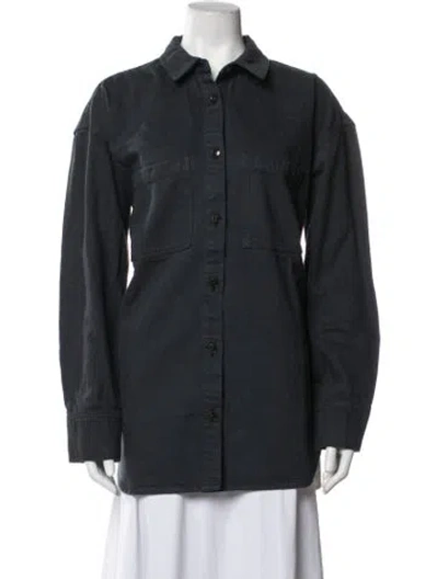 Pre-owned Birgitte Herskind Long Sleeve Button-up Top In Blue