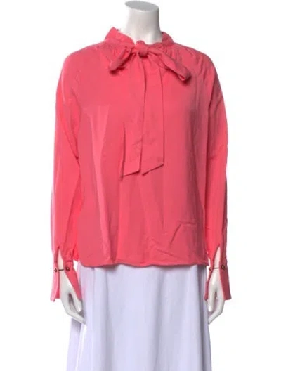 Pre-owned Birgitte Herskind Mock Neck Long Sleeve Blouse In Pink