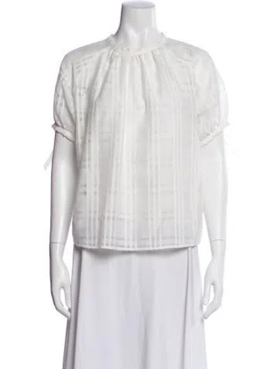 Pre-owned Birgitte Herskind Patterned Crew Neck Top In White